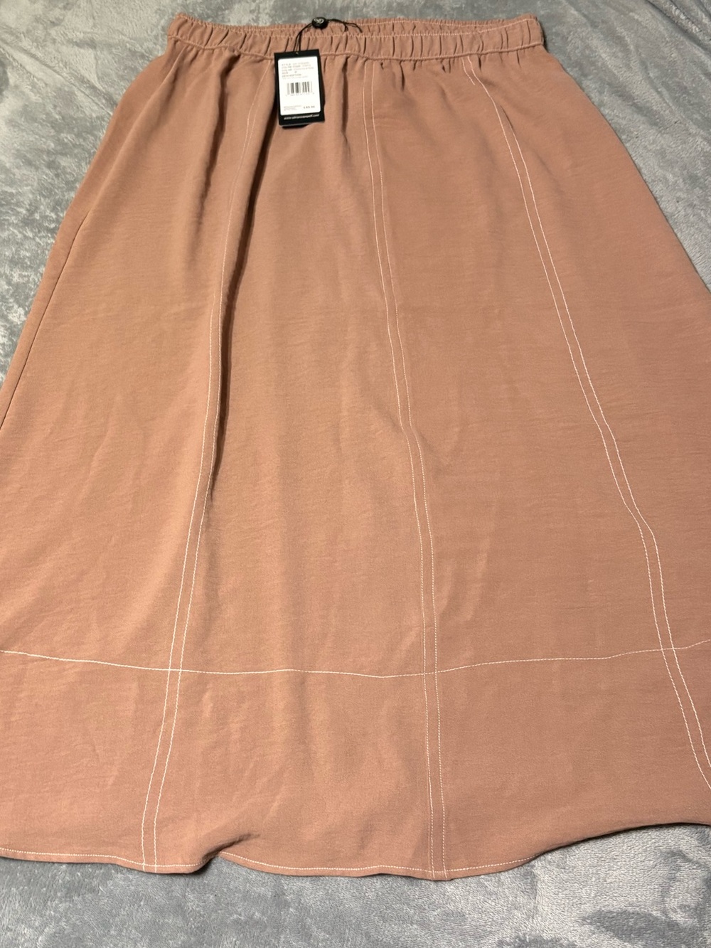 Adrianna Papell Mauve A-Line Skirt with Contrast Stitching